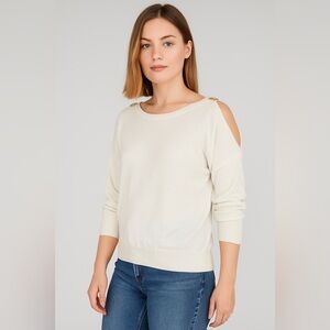 New York & Company Off-Shoulder Light Cream Sweater